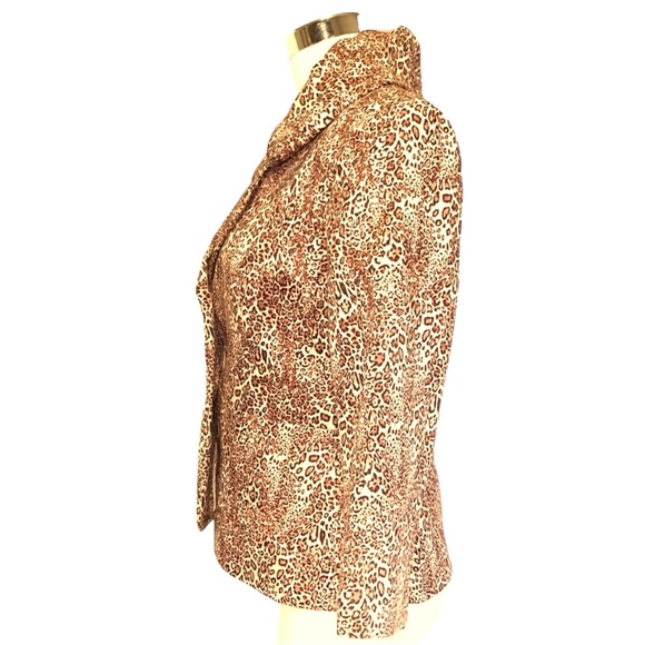 Satin Animal Print Statement Collar Top Jacket - Picture 6 of 11